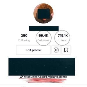 Tiktok account 69k followers